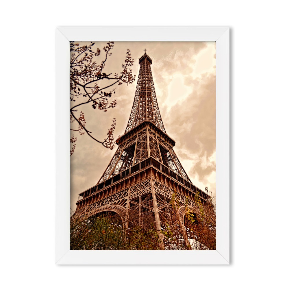 Quadro Decorativo Torre Eiffel Tam A3 Moldura em Madeira(T2)