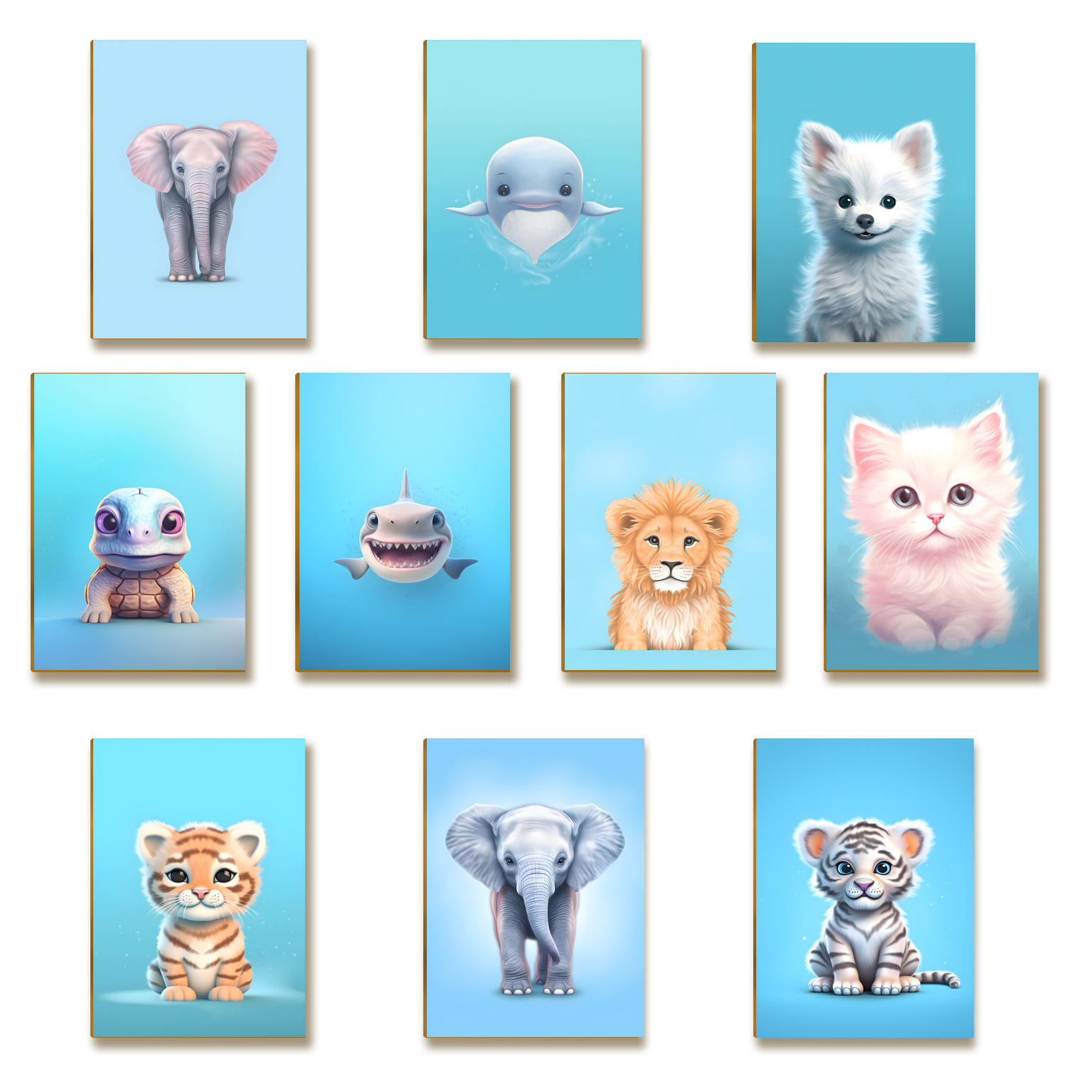 Kit 10 Placas MDF Infantil Bichinhos Floresta Natureza A4