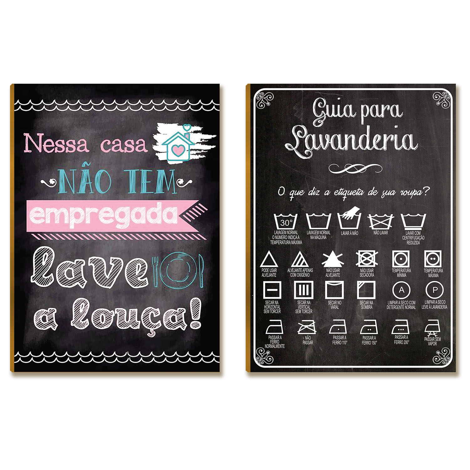 Kit 2 Placas MDF Regras da Casa Lavanderia Decorativa DC25