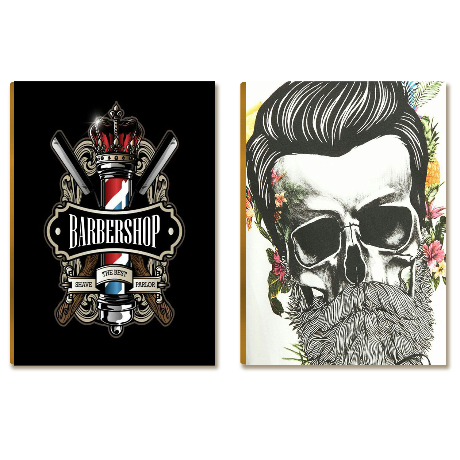 Kit 2 Placas MDF Barbearia Old School Decoração Parede BR29