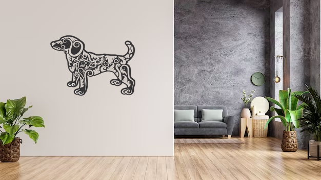Quadro decorativo MDF Cão Style preto semi brilho