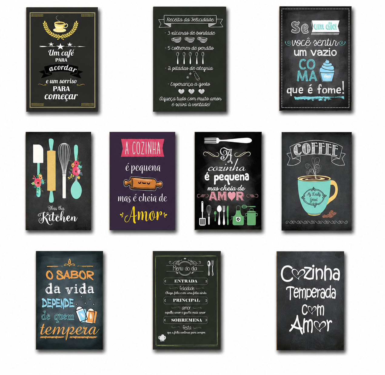 Kit 10 Quadros Placa MDF Decoração Área Gourmet Personalizad
