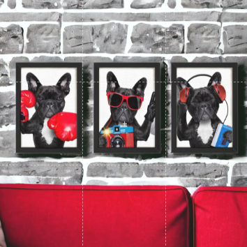 Kit 3 Quadros Decorativos Com Moldura em Madeira A3 Sala Quarto Moldura:Preta