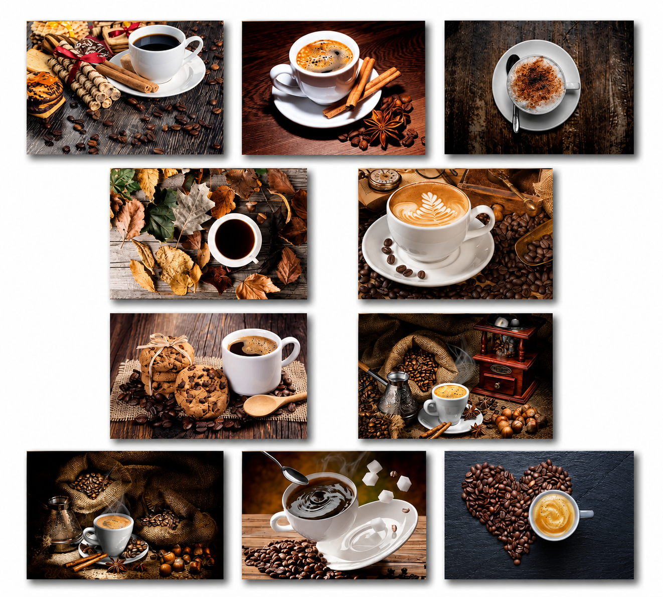 Kit 10 Quadros Decoração Placa MDF Tam A4 Copa Cozinha Café