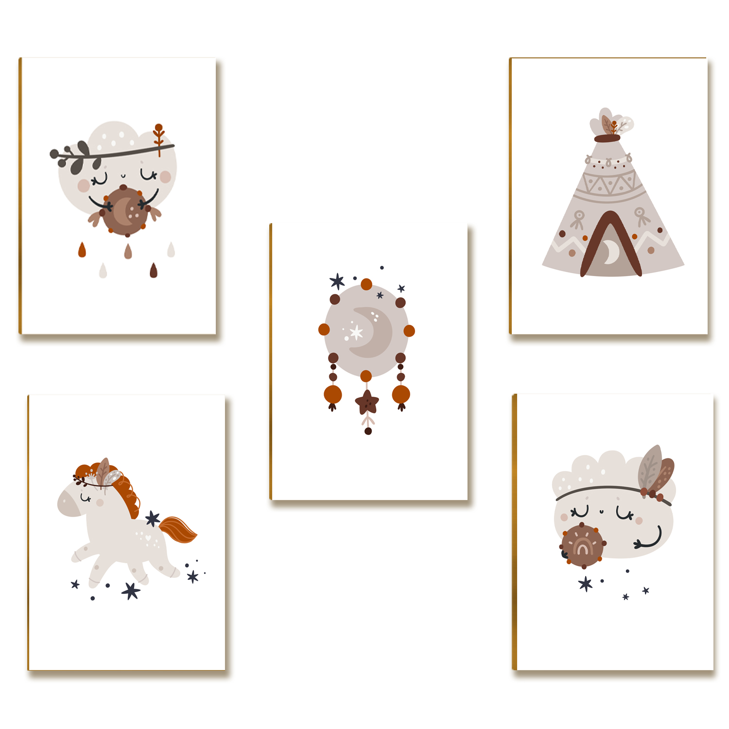 Kit 5 Placas MDF Infantil Aesthetic Cavalo Filtro Sonhos A4