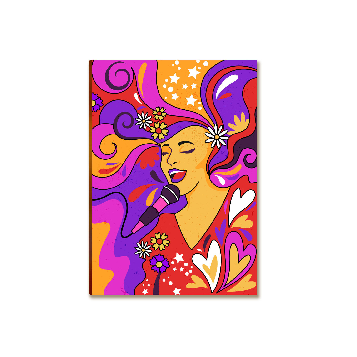 Placa MDF Arte Cantora Pop Colorida Psicodélica A4