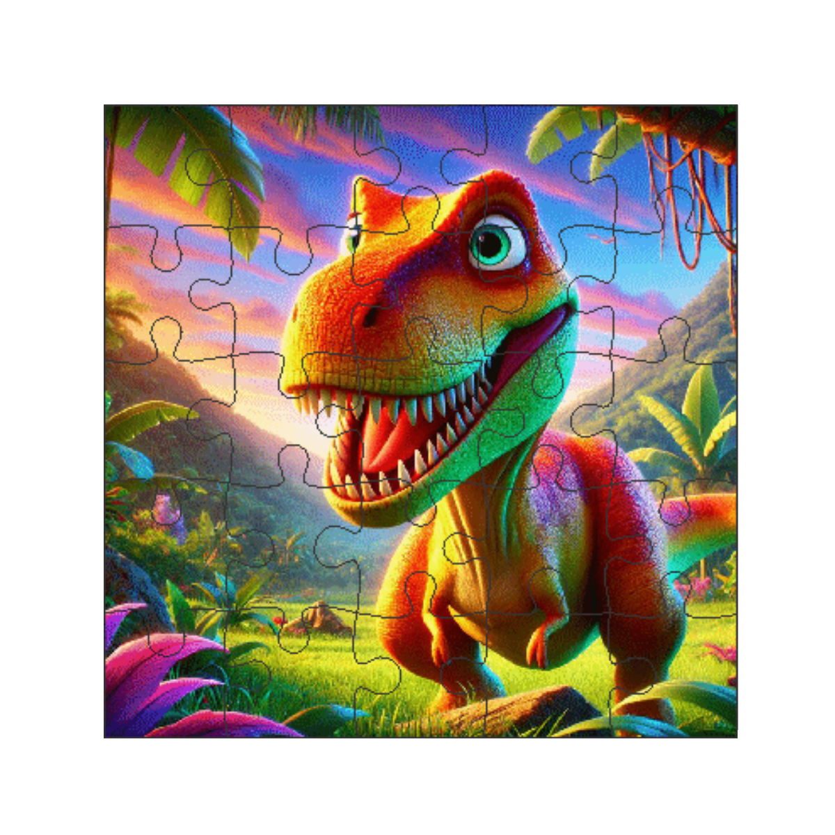 Kit 6 Jogos Quebra Cabeca Infantil  25 pecas desenho animado Desenho:Dinossauro