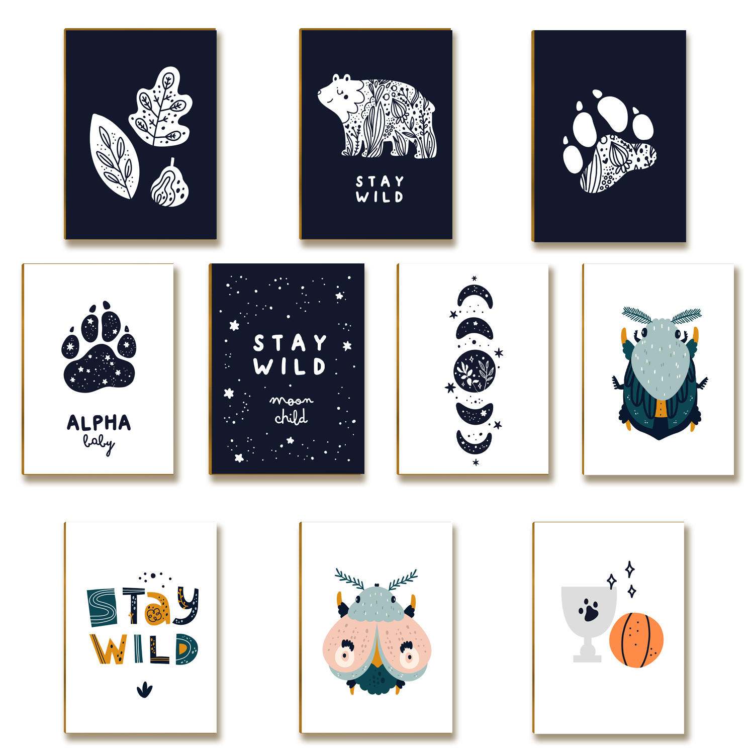 Kit 10 Placas Decorativas MDF Infantil Alpha Baby  Bichinhos