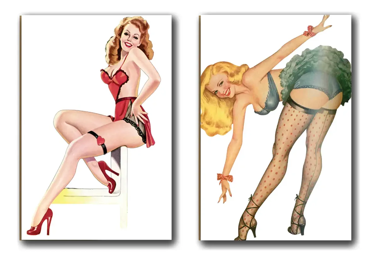 Kit com 02 Quadros Placas MDF Pin-Up Decoração Parede