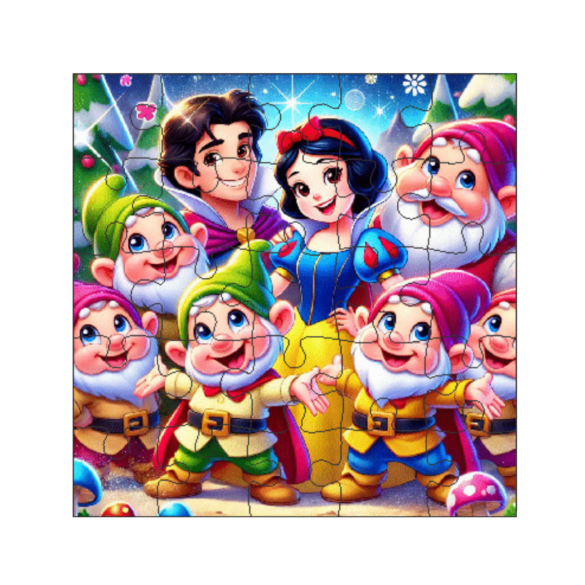 Kit 6 Jogos Quebra Cabeca Infantil  25 pecas desenho animado Desenho:Branca de Neve