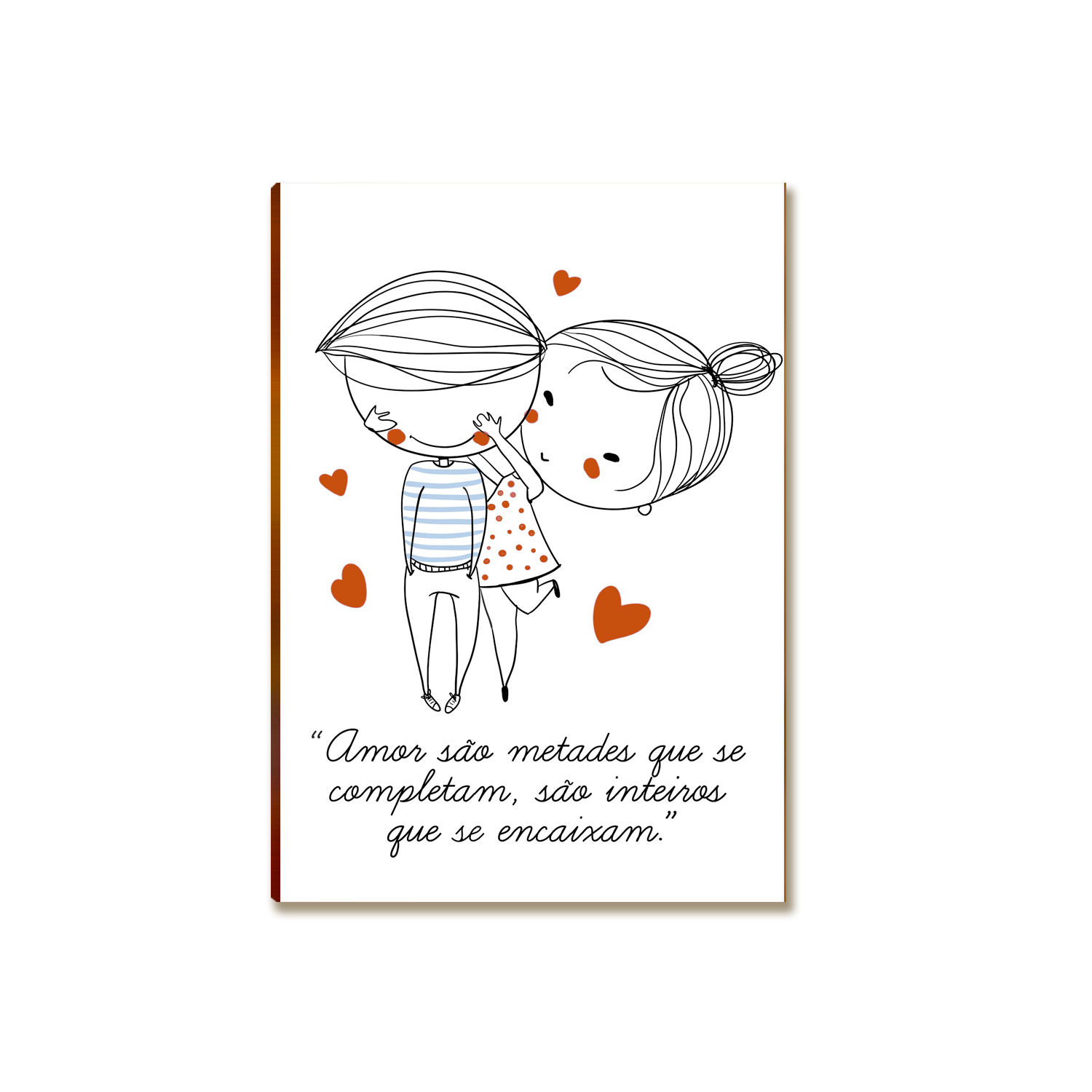Placa MDF Amor Metades que se Completam Parede Moderna A4