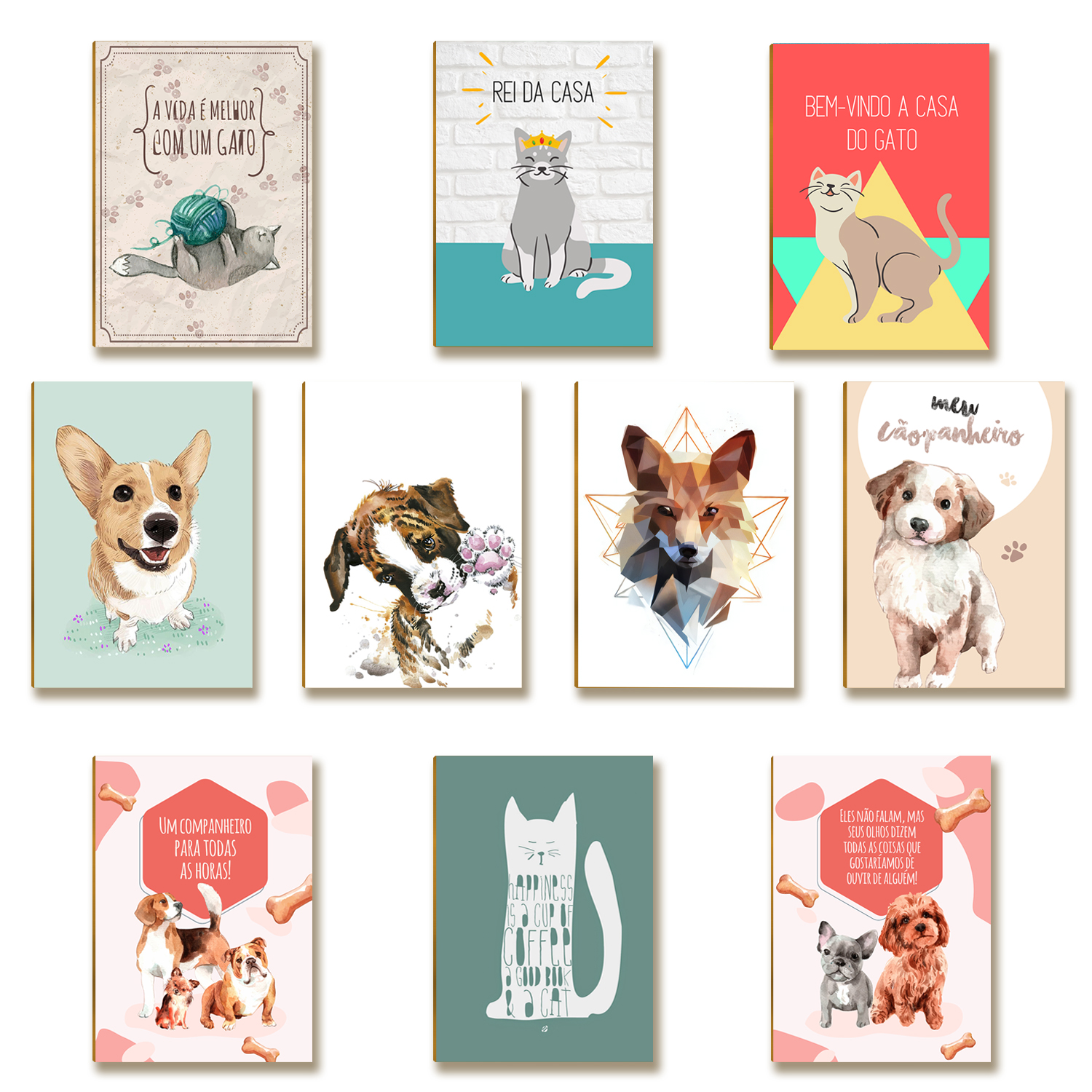 Kit 10 Placas MDF Pets Parede Criativa para Ambientes DC14
