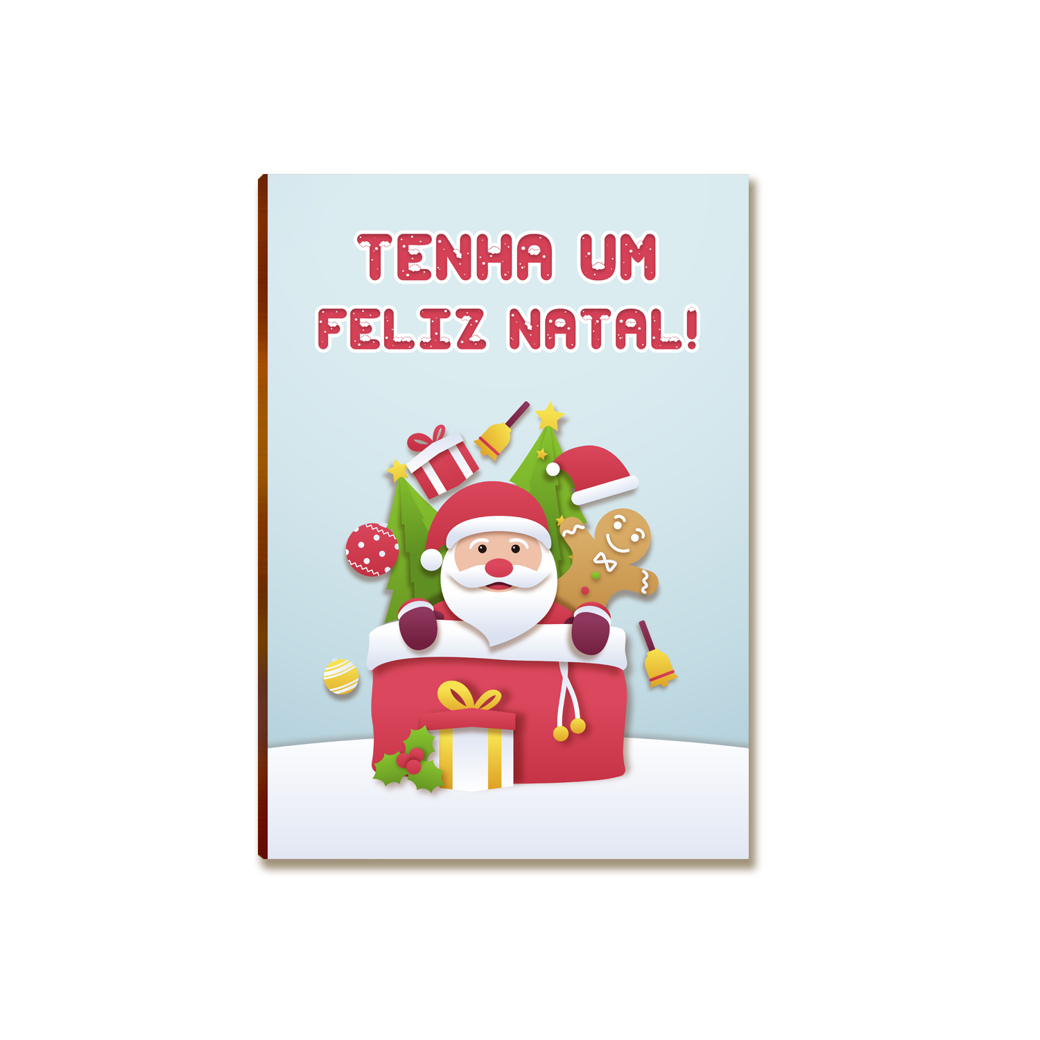 Placa MDF Natal Tenha Um Feliz Natal Papai Noel Parede A4