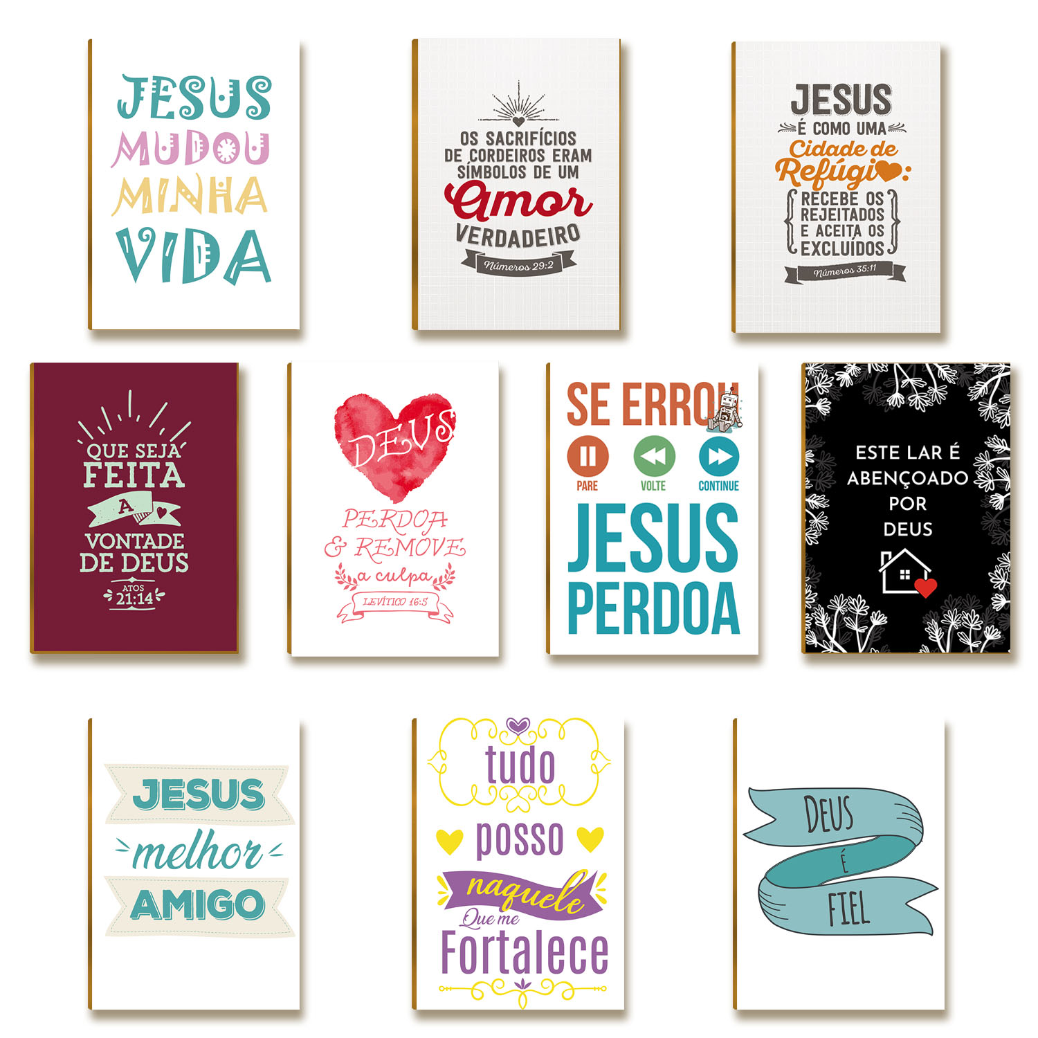 Kit 10 Placas MDF Fé E Motivação Frases Cristãs Bíblica FE20