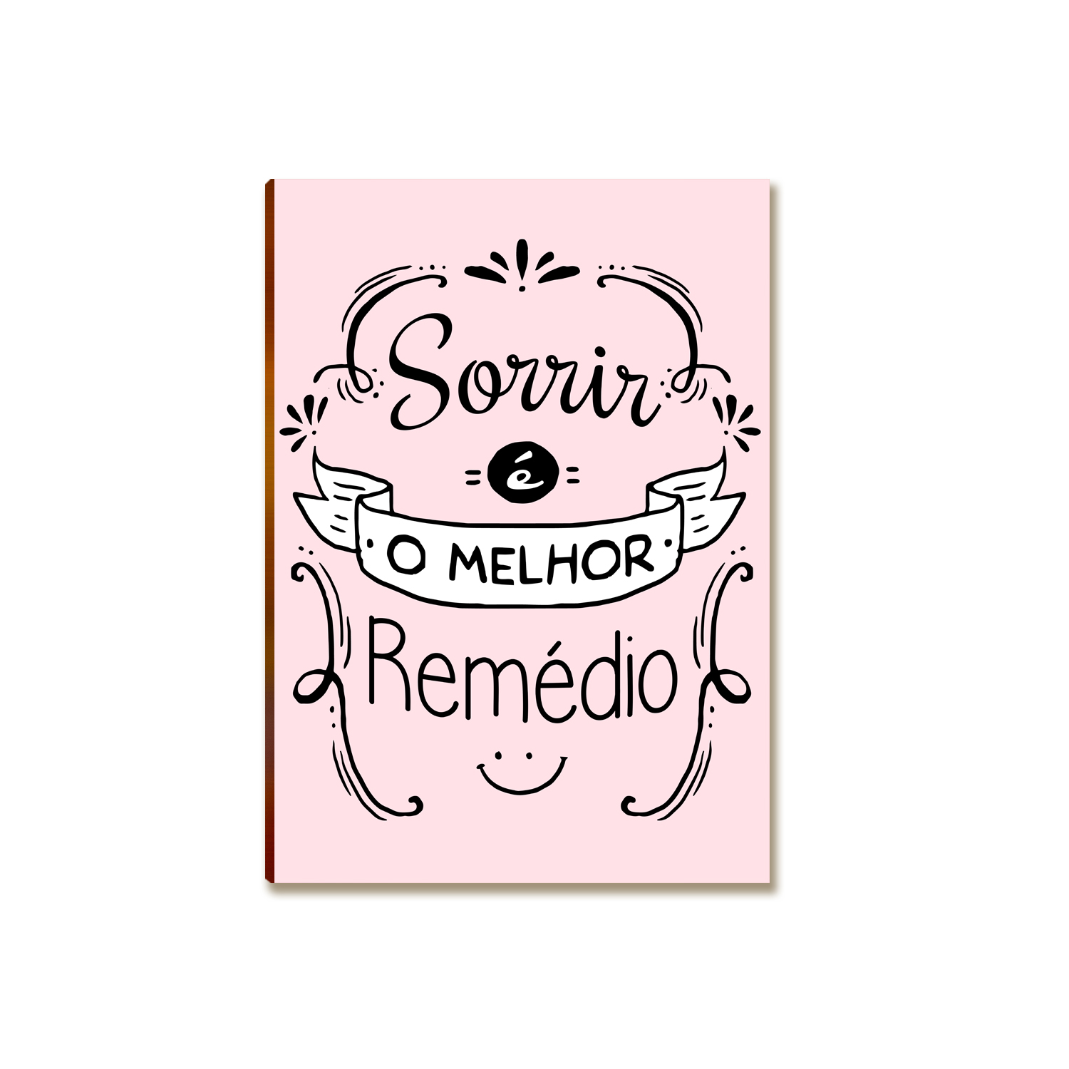 Placa MDF Frase Sorrir é o Melhor Remédio Parede Moderna A4