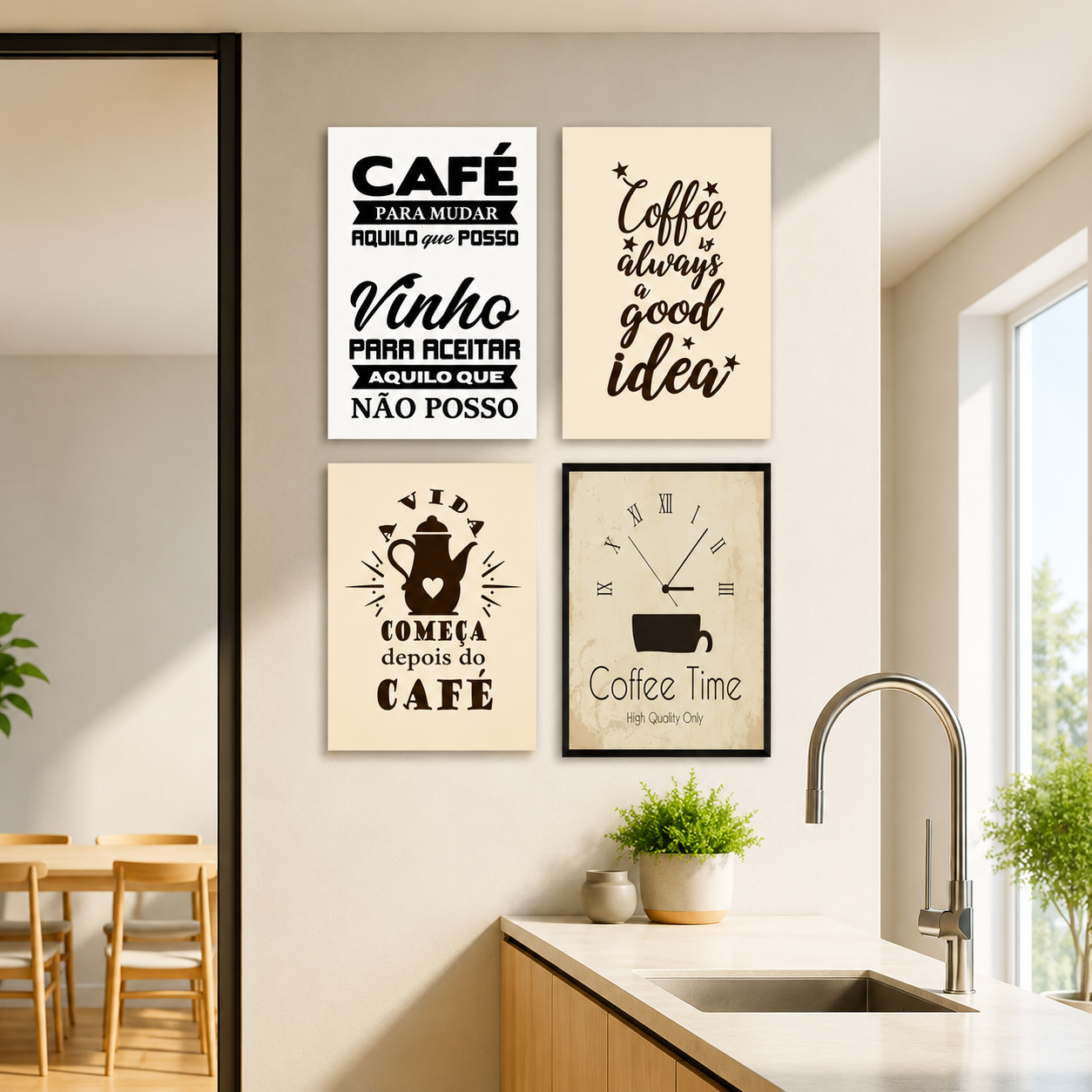 Kit Com 10 Quadros Placa MDF Decoração Cozinha Copa Café Cor:CZ10