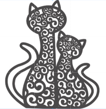 Quadro decorativo MDF 2 Gato vazado preto semi brilho 1und