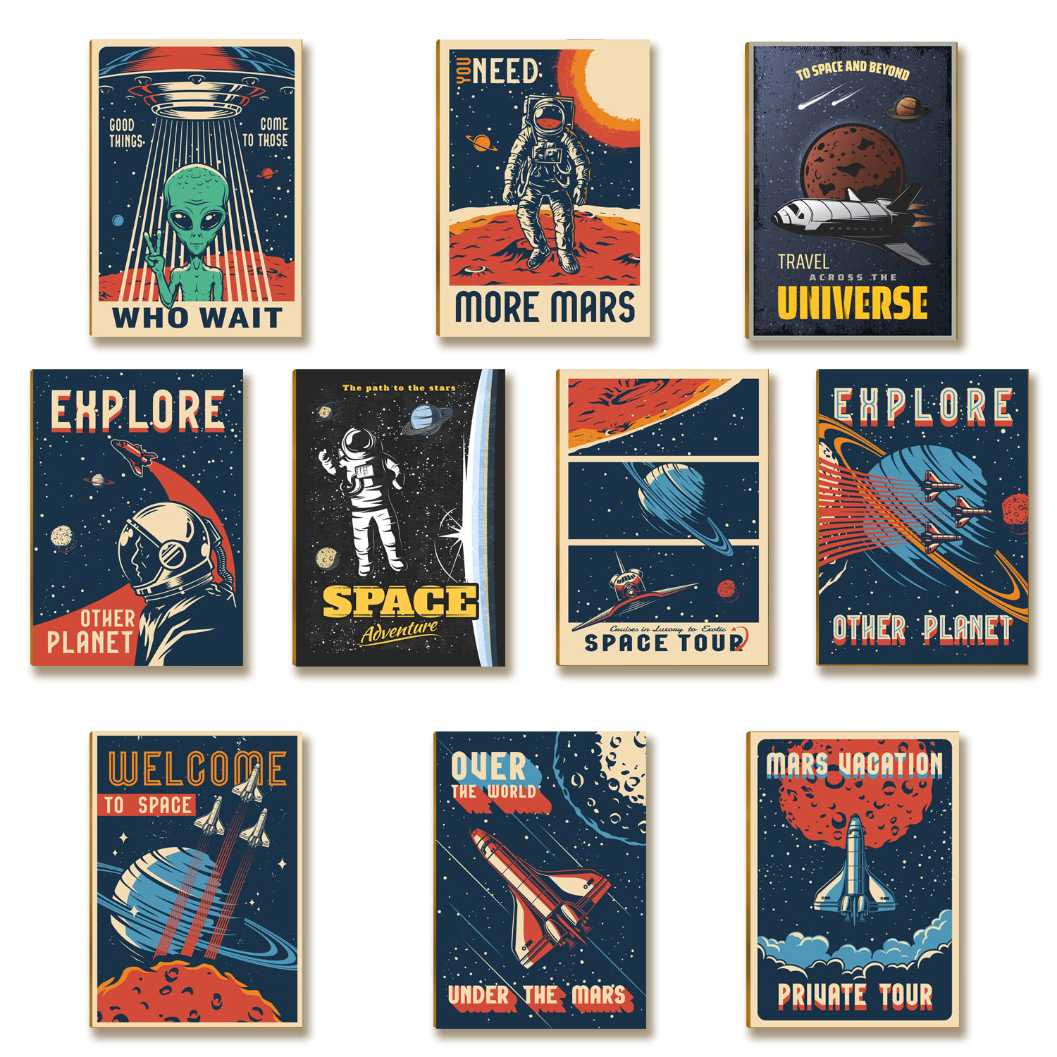 Kit 10 Placas MDF A4 Decoração Space Astronauta Alien  SP1