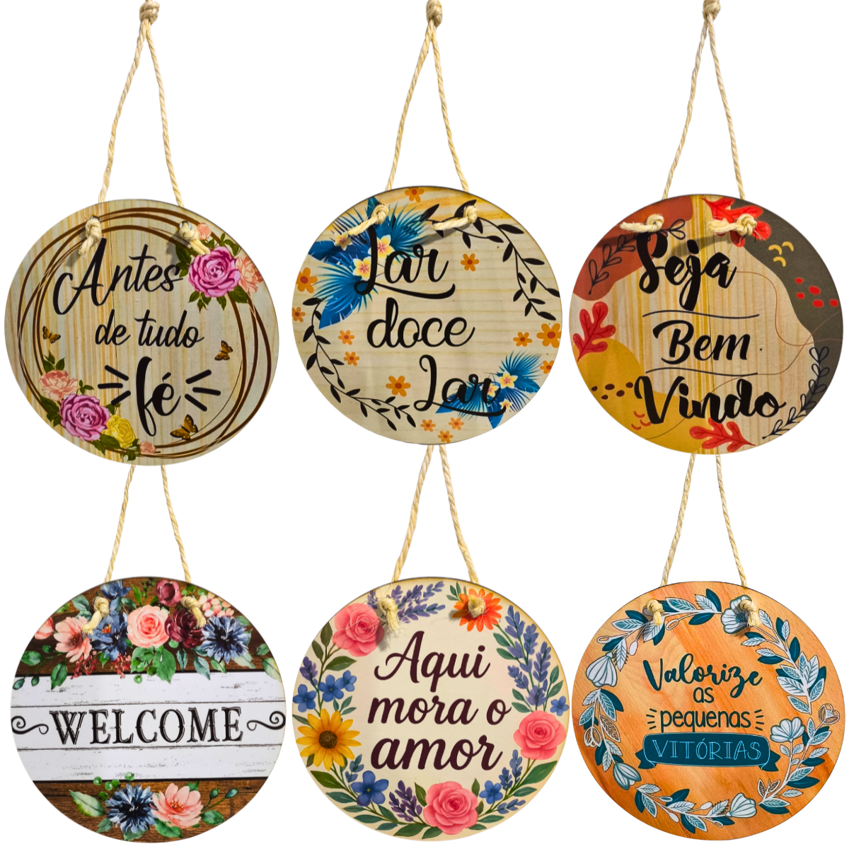 Quadro Decorativo Redondo MDF – Várias Frases COR:AZUL