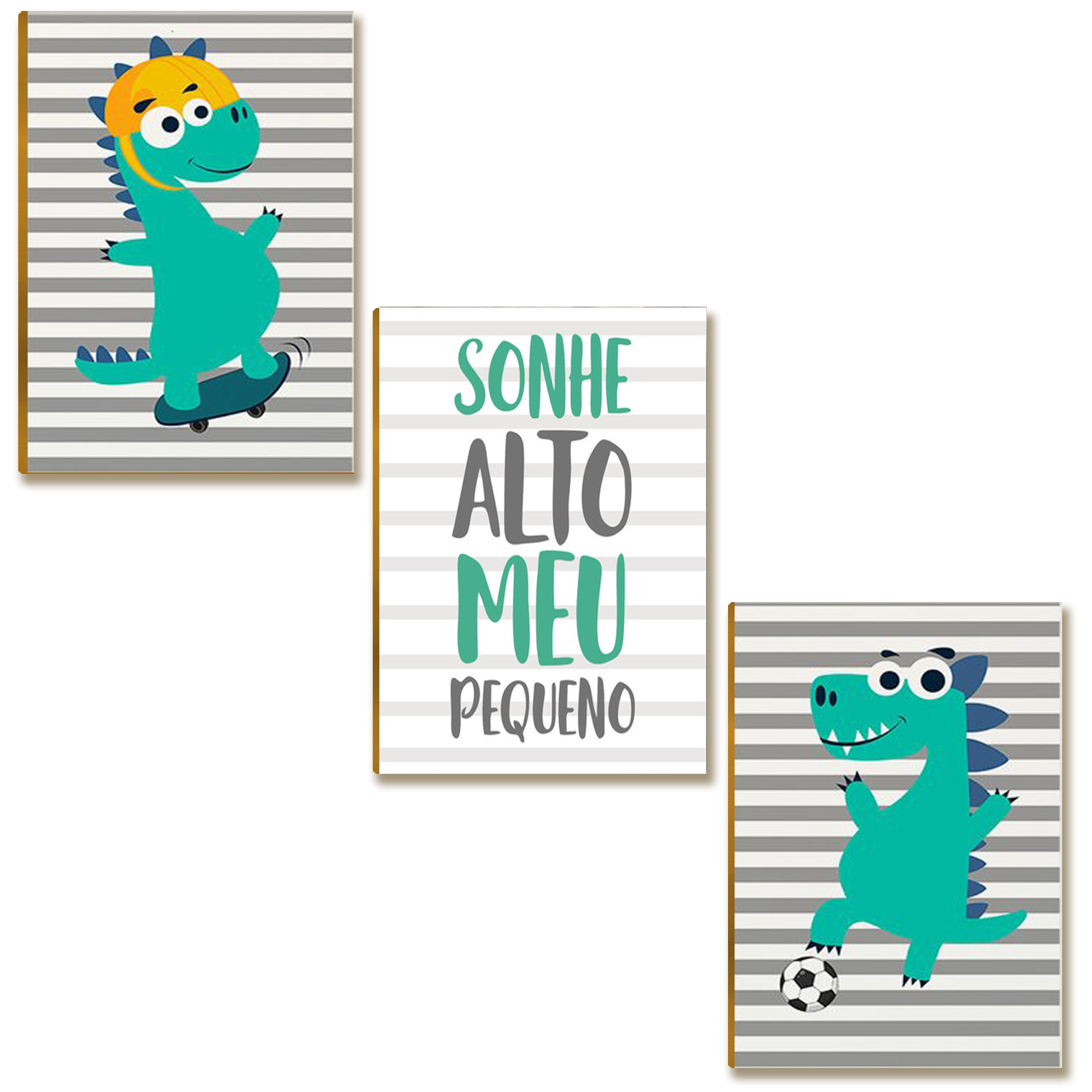 Placas MDF Infantil Dinossauro Sonhe Alto Meu Pequeno A4