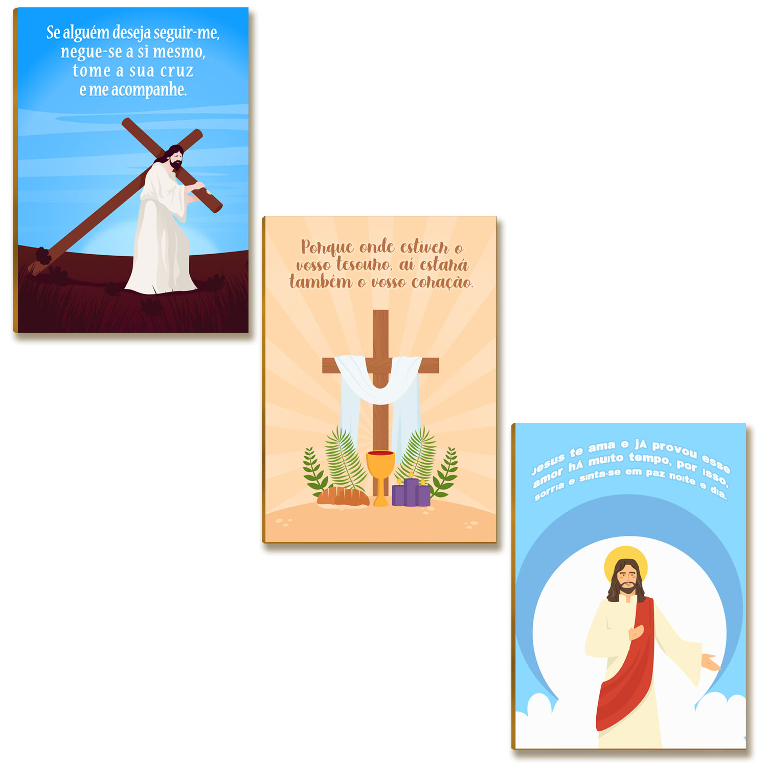 Kit 3 Placas MDF Fé E Esperança Frases De Jesus A4 FE13