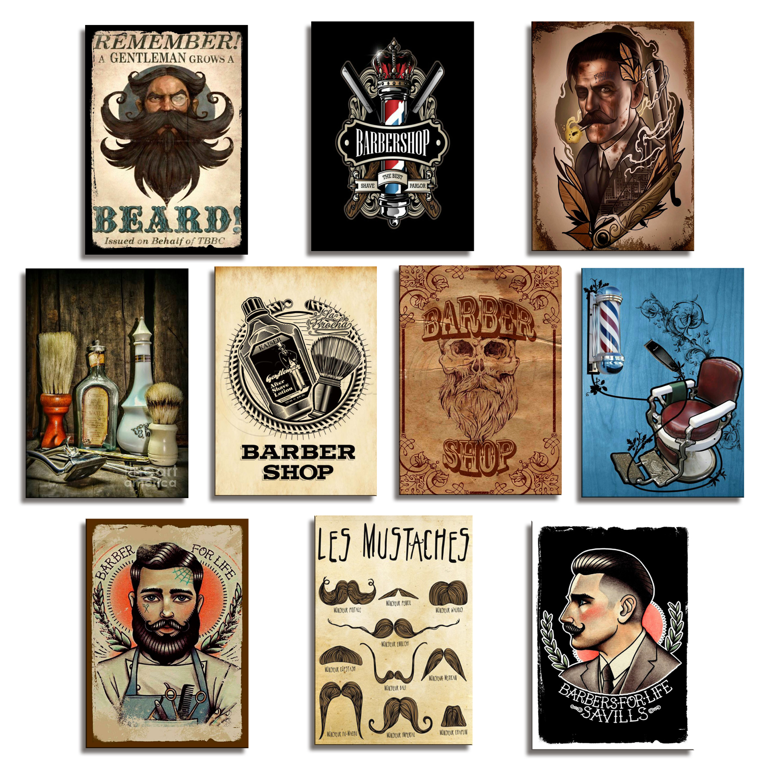 Kit 10 Placas 28,7x22cm MDF Quadro Barbearia Decoração