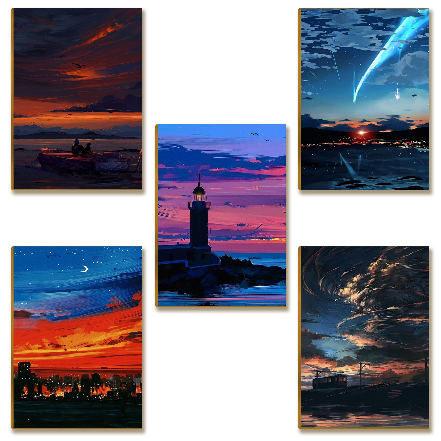 Kit 5 Placas MDF Decoração Fotografias do Céu Noturno DC38