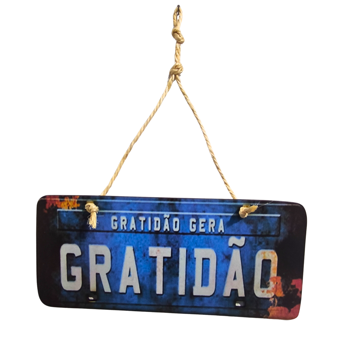 Placa Decorativa MDF Placa Carro com Corda Sisal Variações COR:GRATIDÃO