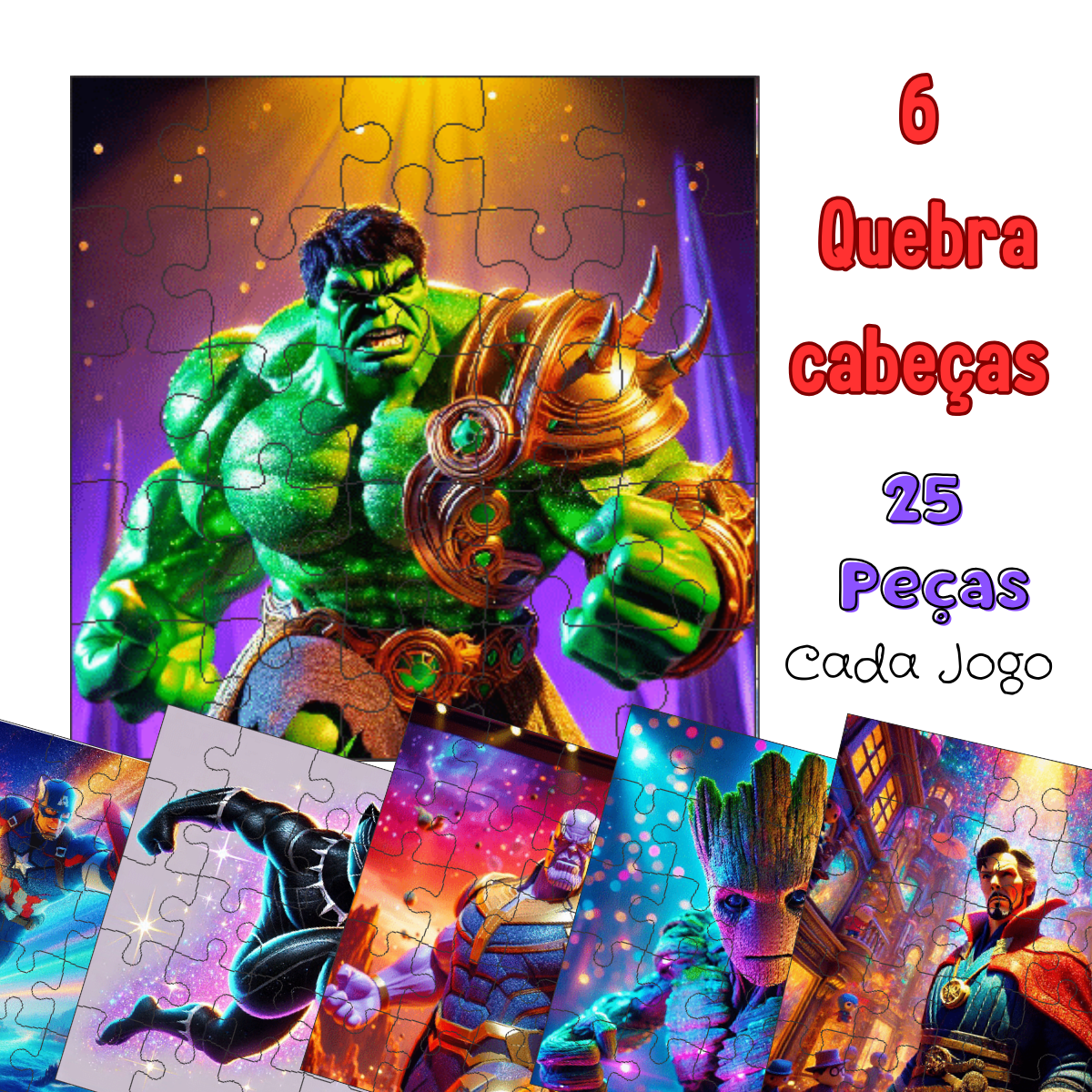 Kit 6 Jogos Quebra Cabeca Infantil  25 pecas desenho animado