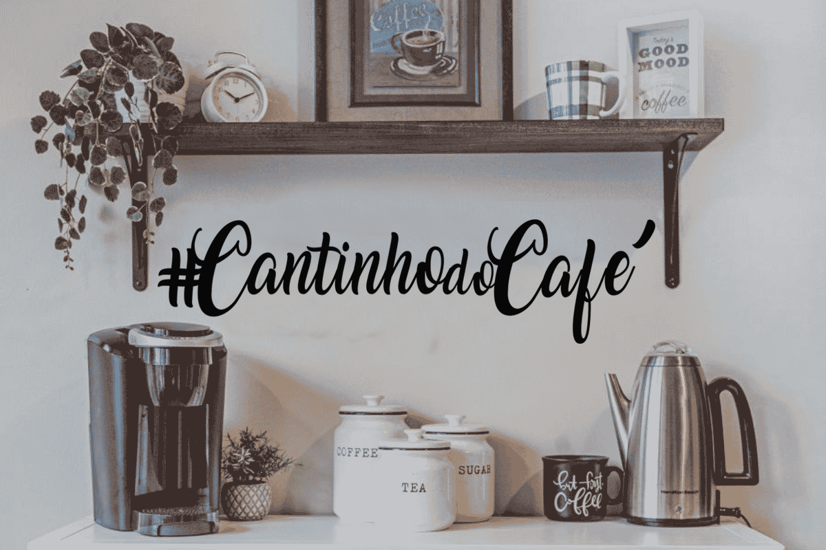Quadro decorativo MDF Cantinho do café preto semi brilho