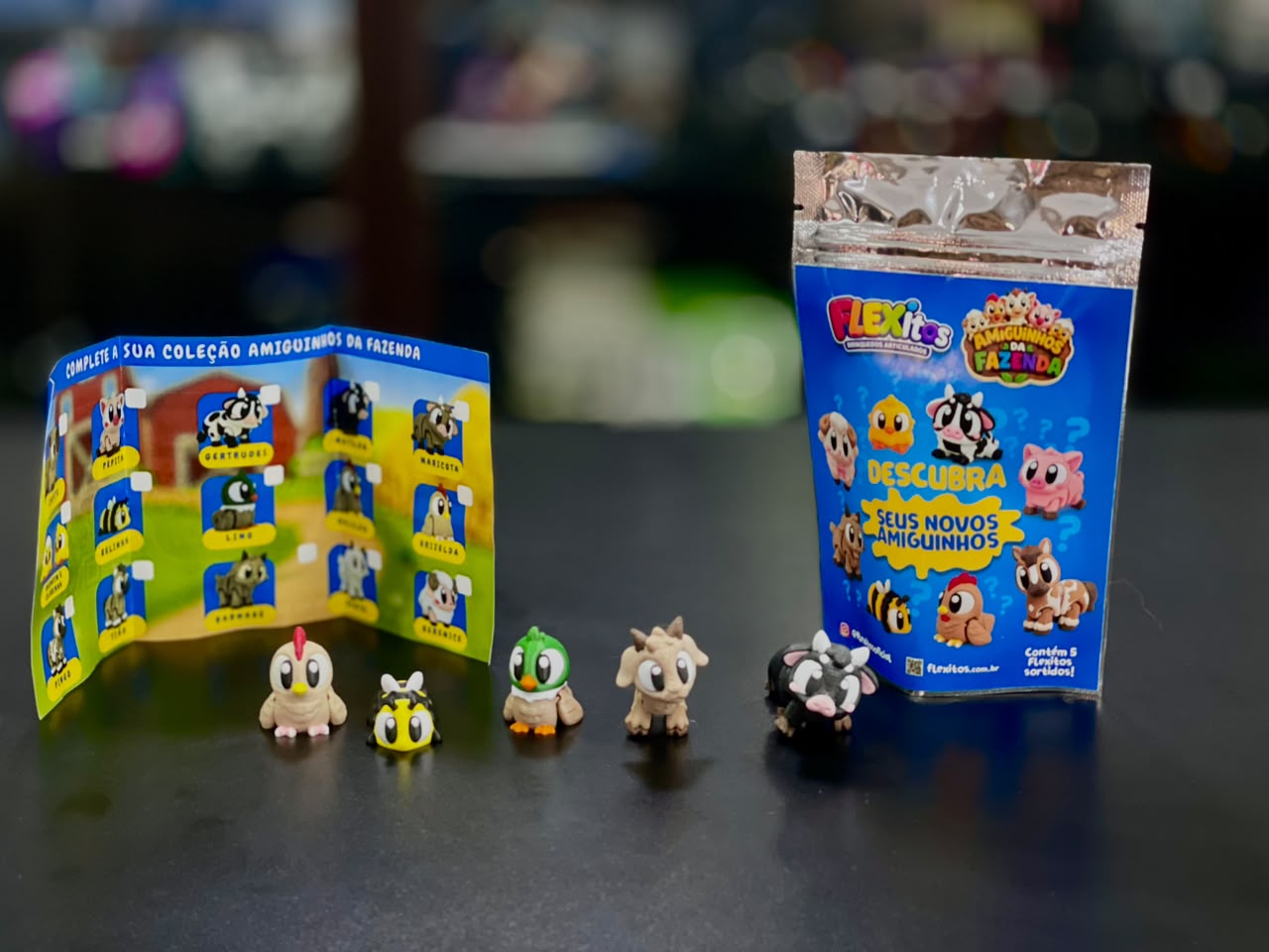 Kit 5 Mini Animais Articulados Surpresa Brinquedo Infantil Colecionável