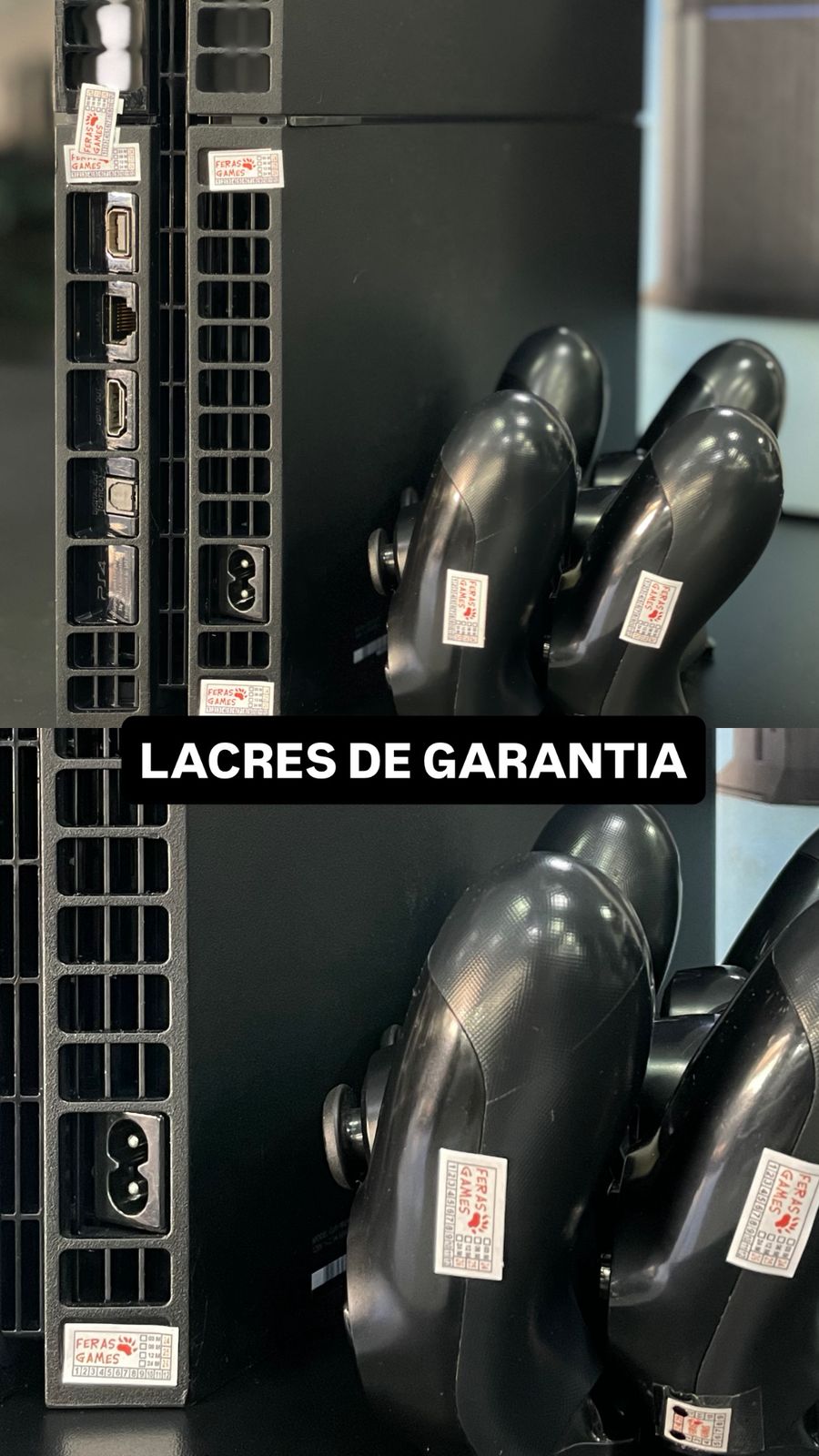 Playstation 4 1 Tera Preto + 2 Controles s/fio originais + 2 Jogos mídia física – Revisado com Gar