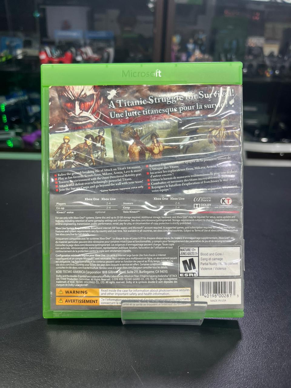 Attack on Titan Xbox One Midia Fisica