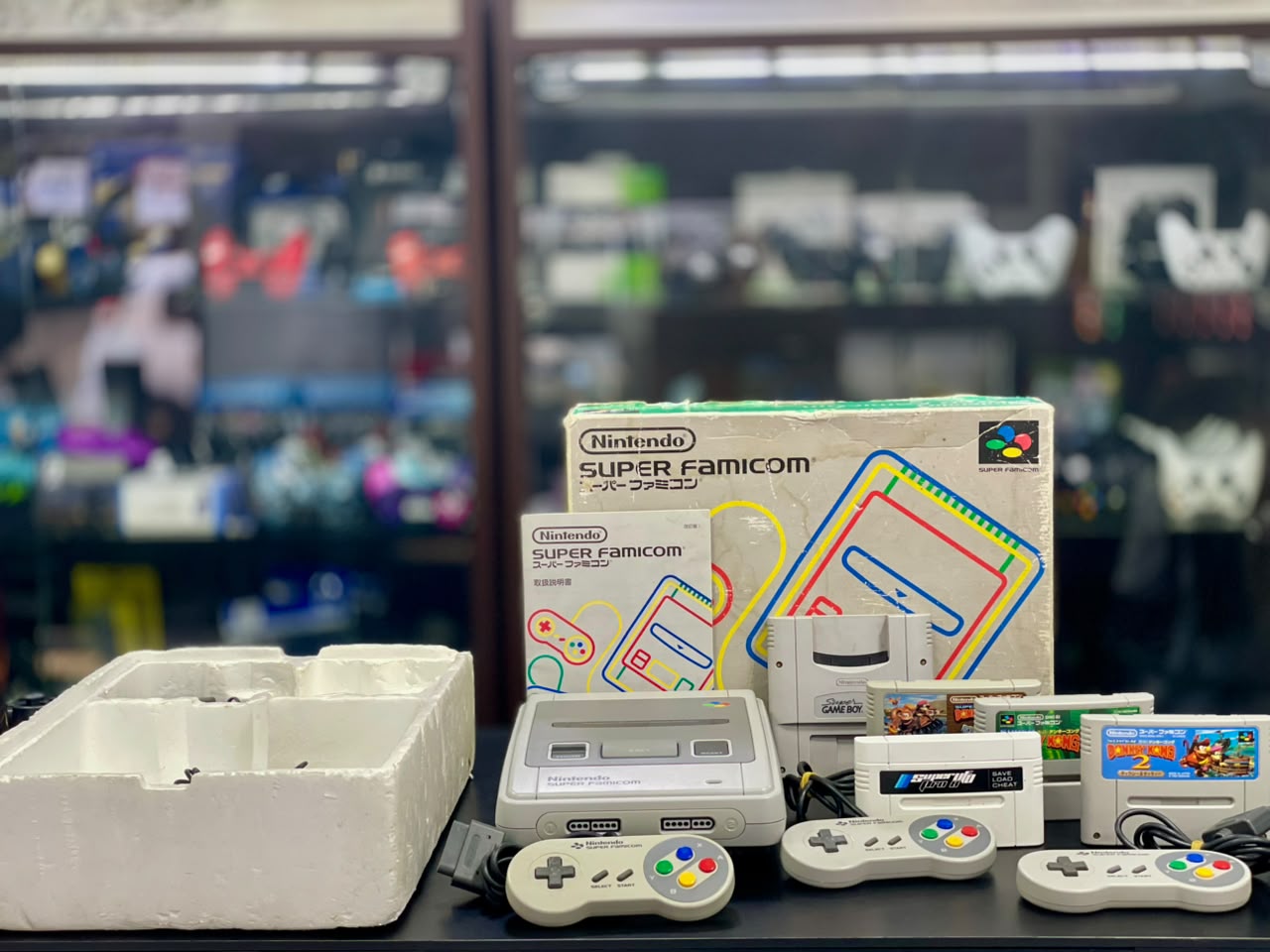 Super Famicom Nintendo Japonês + 03 Controles  + Super UFO Pro 8 + Super Game Boy + 03 Jogos + Caixa