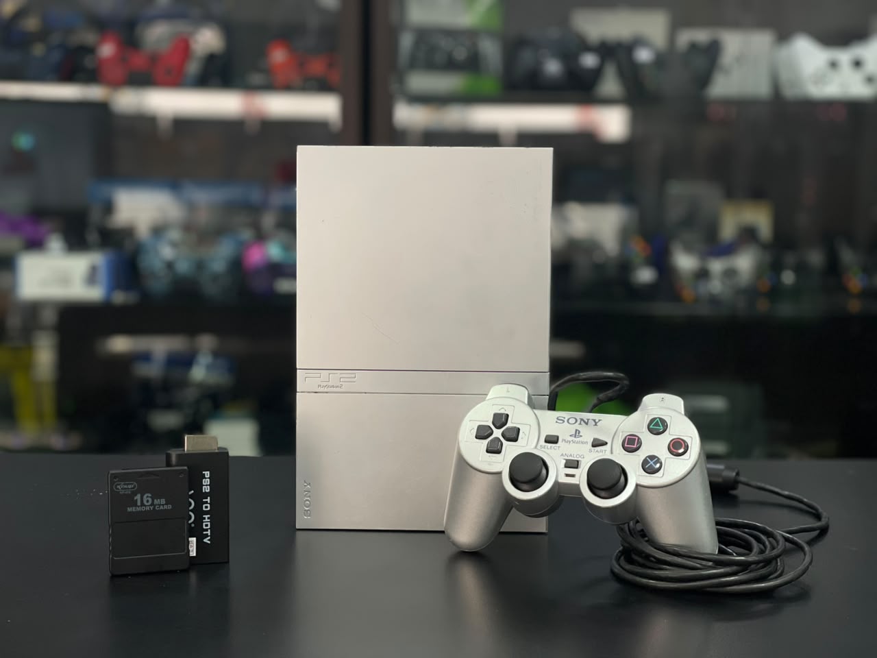 PlayStation 2 Slim Prata 64GB OPL + 01 Controle Original + HDMI – Pronto para Jogar