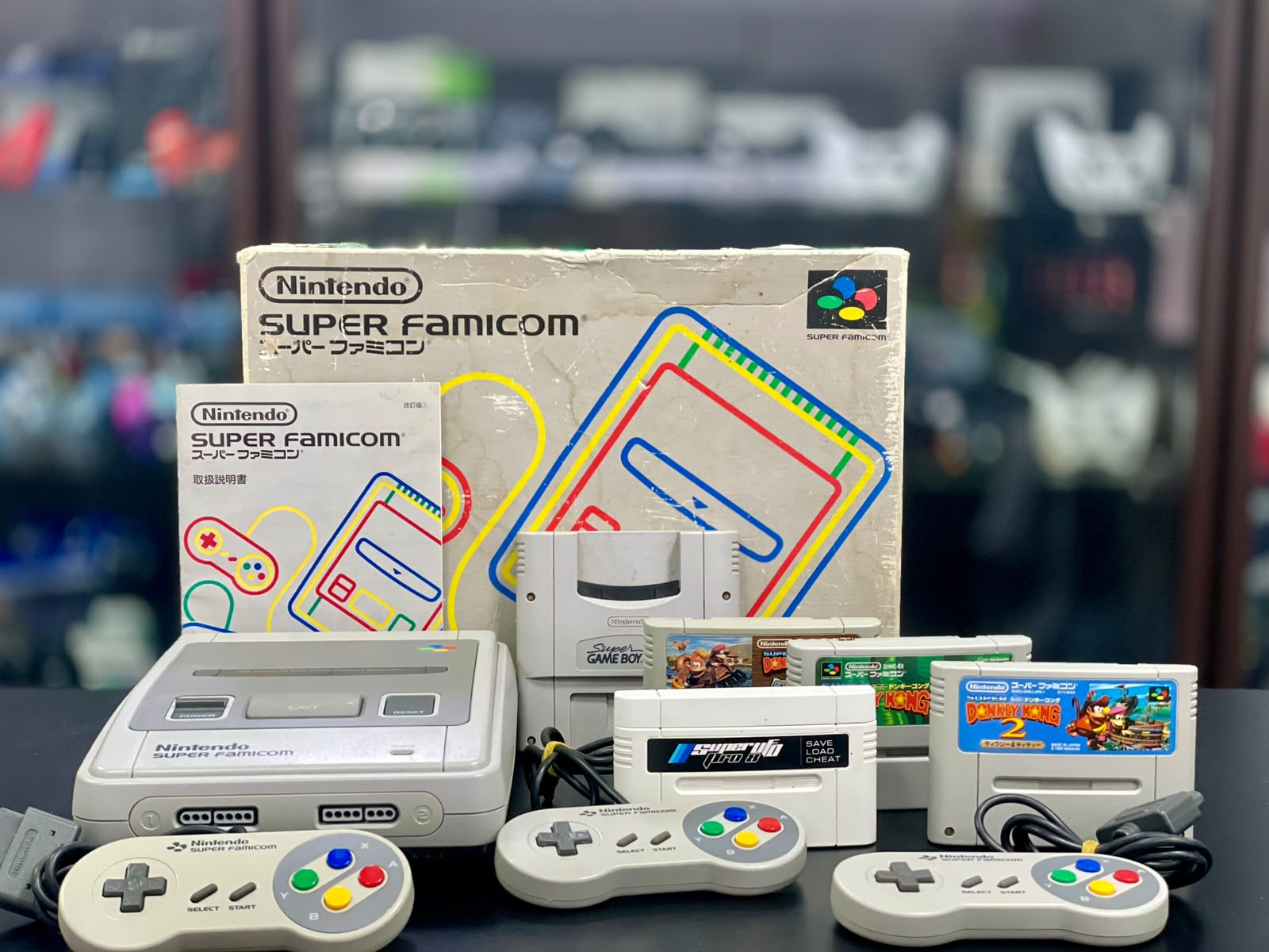Super Famicom Nintendo Japonês + 03 Controles  + Super UFO Pro 8 + Super Game Boy + 03 Jogos + Caixa