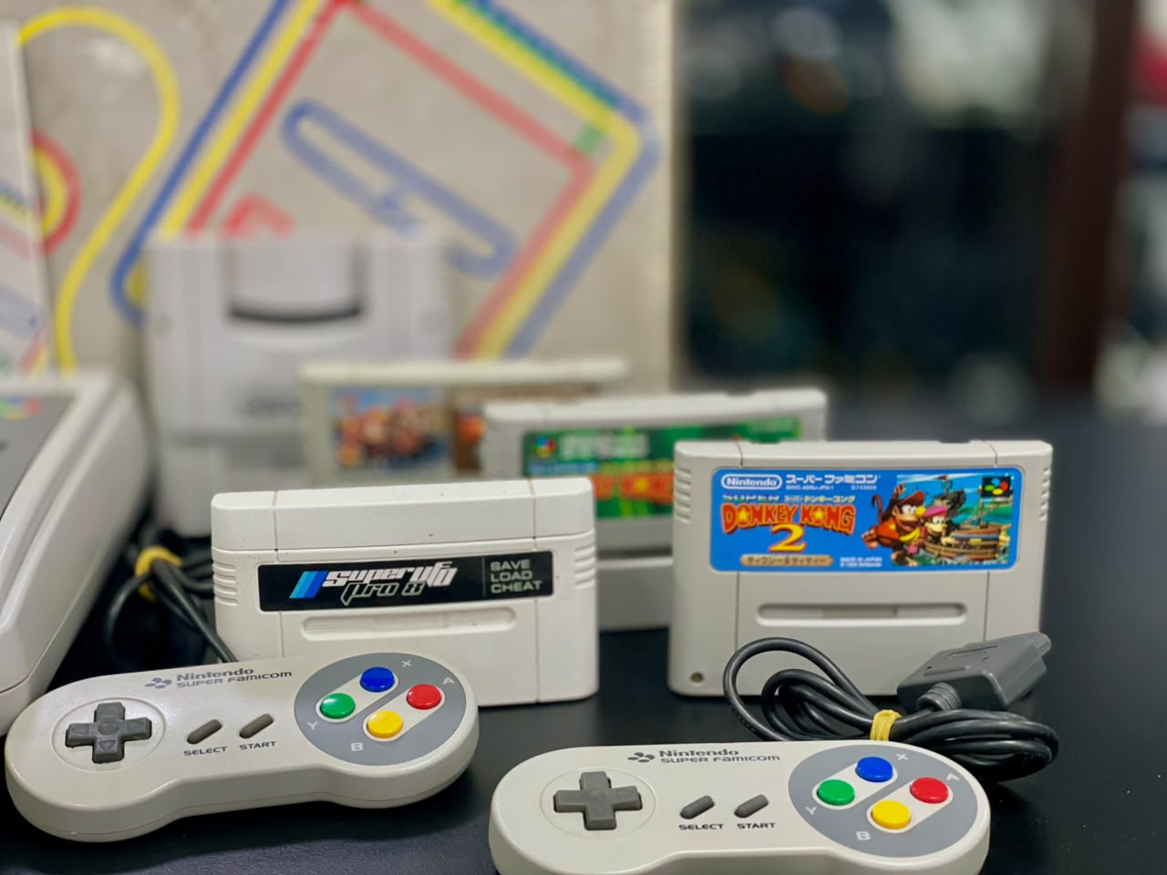 Super Famicom Nintendo Japonês + 03 Controles  + Super UFO Pro 8 + Super Game Boy + 03 Jogos + Caixa