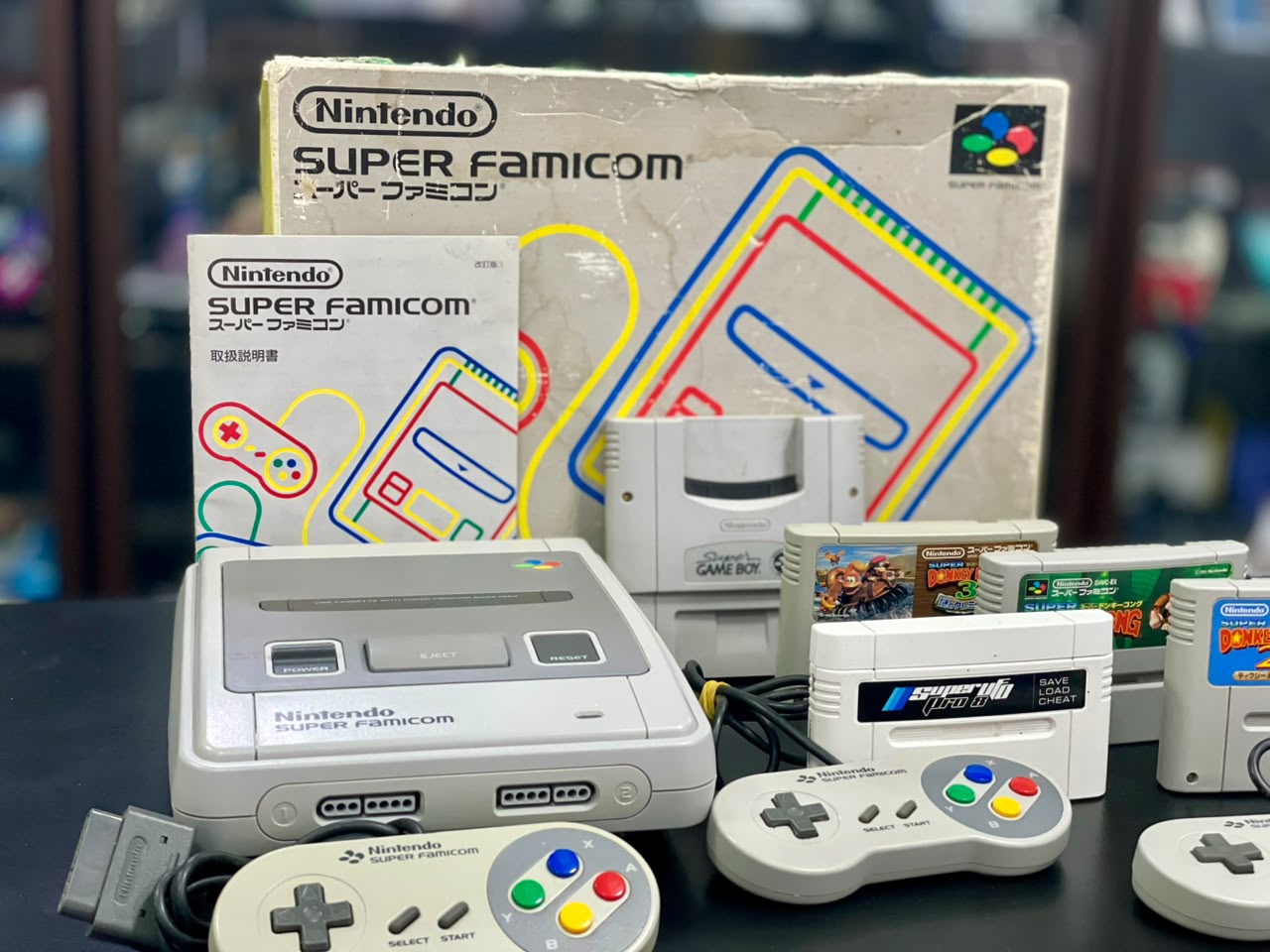 Super Famicom Nintendo Japonês + 03 Controles  + Super UFO Pro 8 + Super Game Boy + 03 Jogos + Caixa