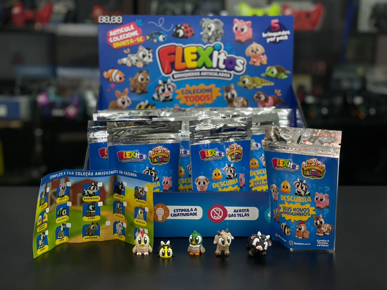 Kit 5 Mini Animais Articulados Surpresa Brinquedo Infantil Colecionável