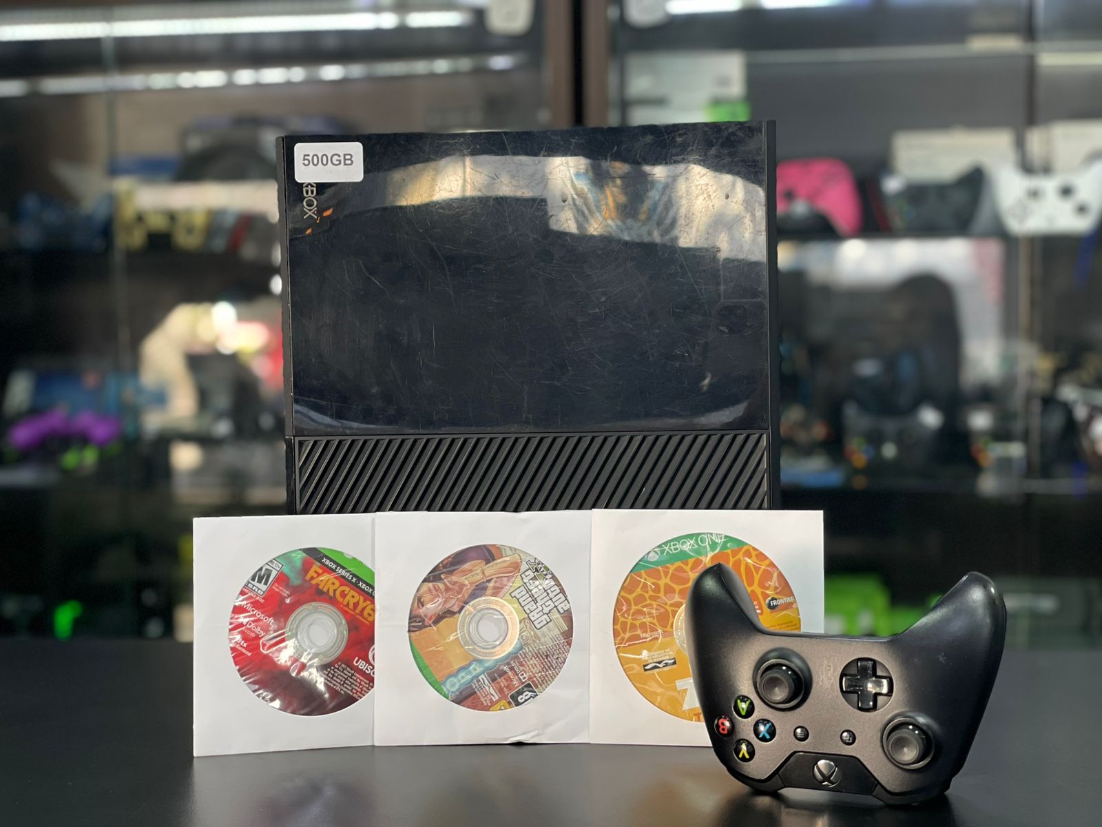 XBOX ONE 500GB COMPLETO + CONTROLE ORIGINAL + GTA V + FAR CRY 6 + ZOO TYCOON PRONTO PRA JOGAR