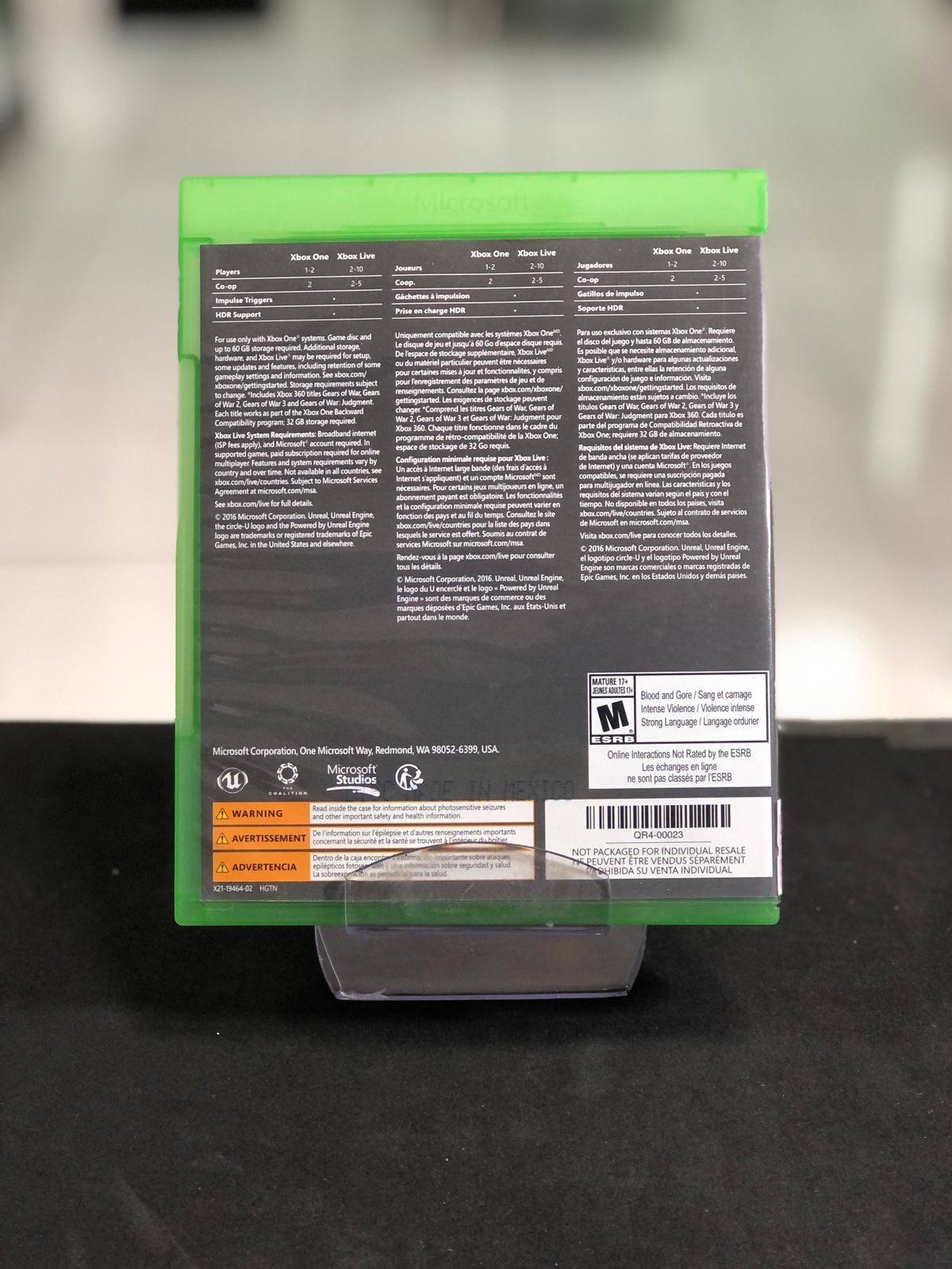 Gears Of War 4 Xbox One Mídia Física - Capa impressa